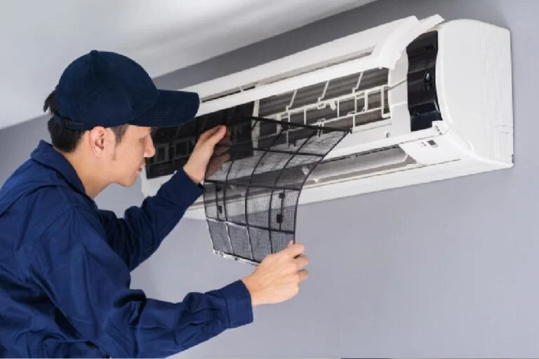 Air conditioning service work in progress on a residential system